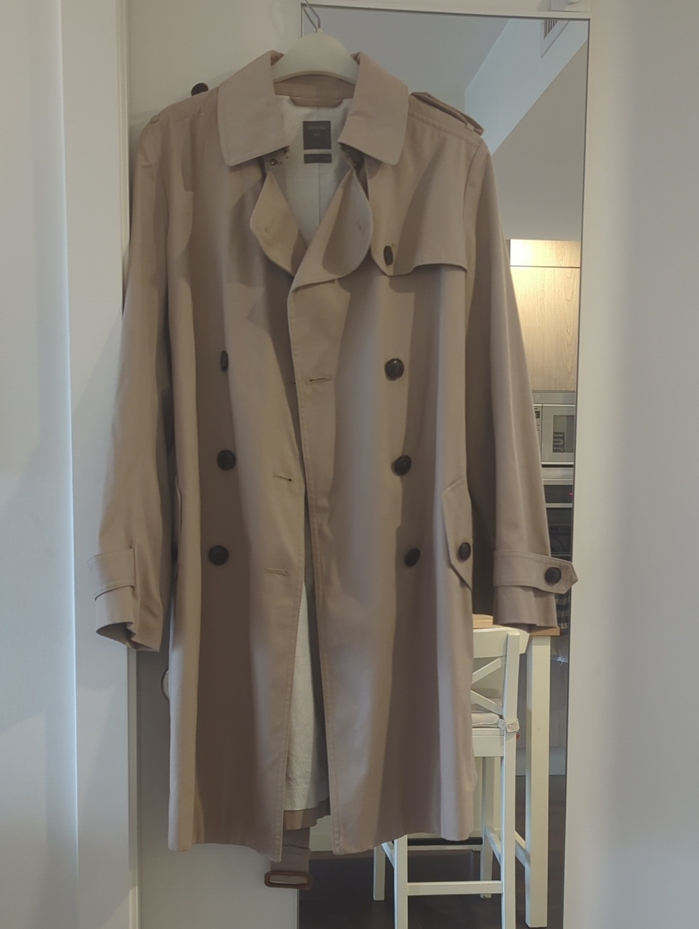 New Women's Beige Double-Breasted Trench Coat Size Small